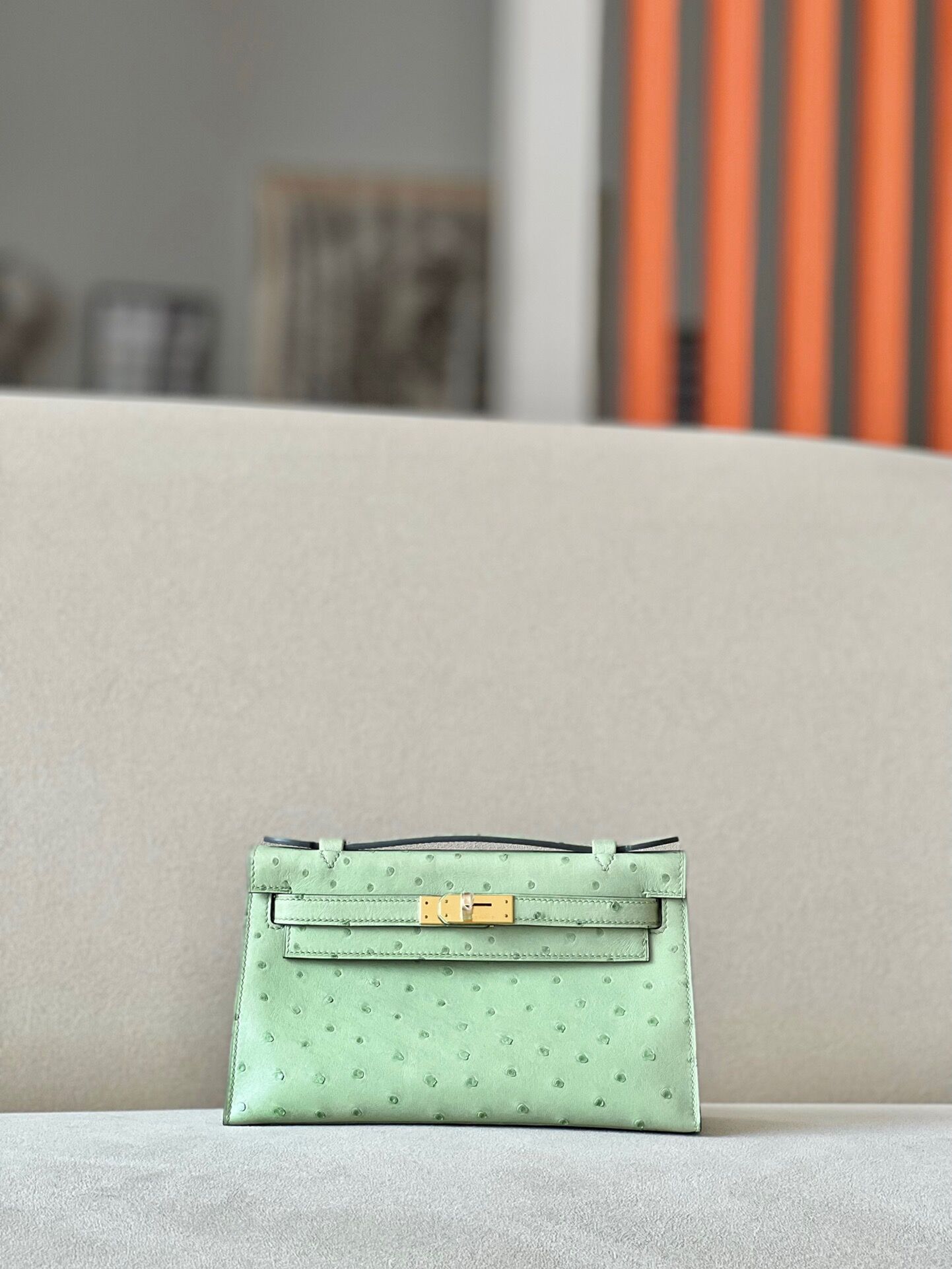 Hermes Kelly #3i Vert Criquet Qstrich
