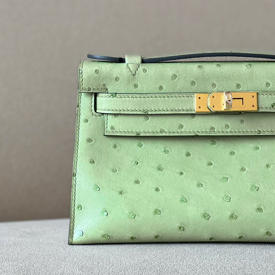 Hermes Kelly #3i Vert Criquet Qstrich