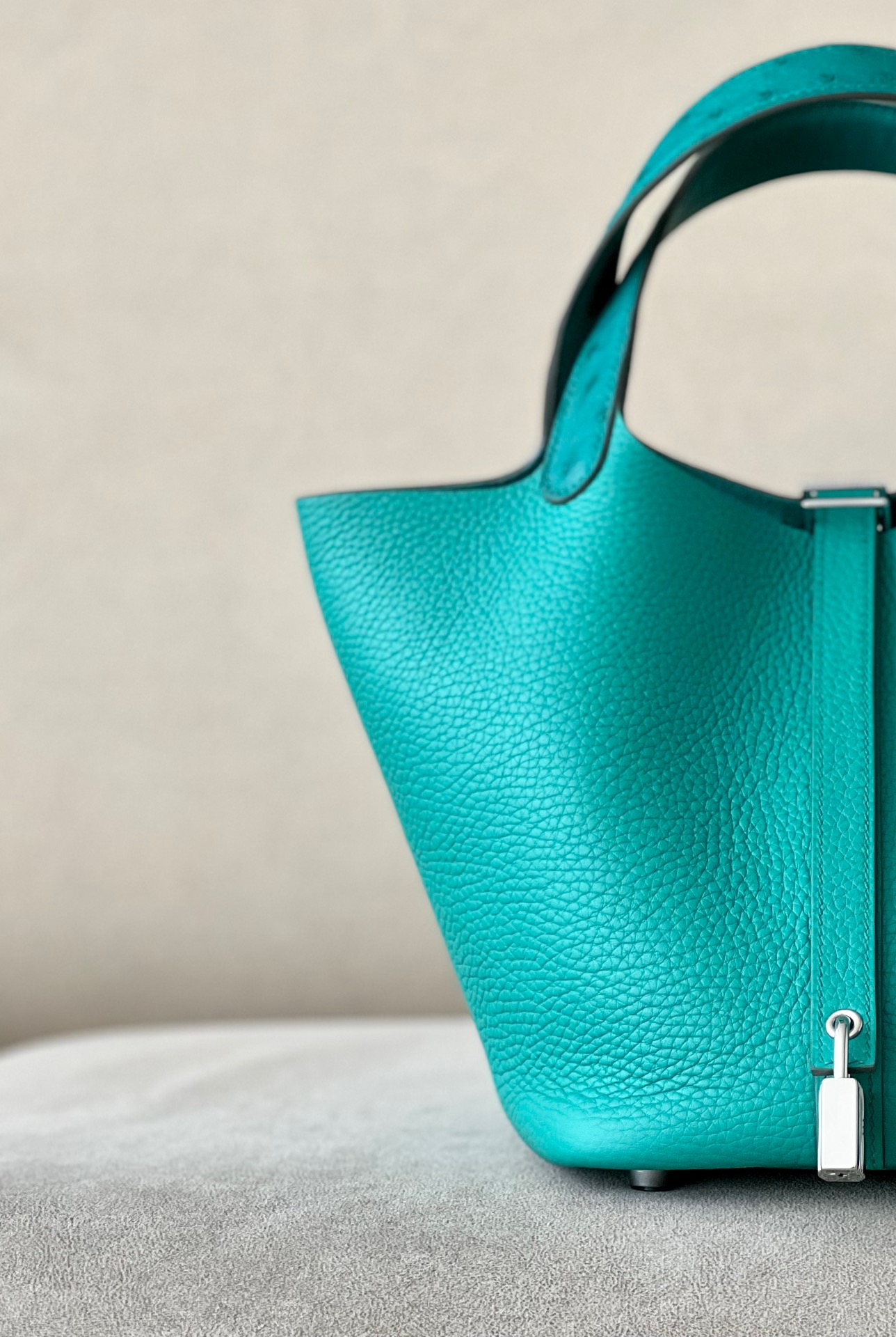 Hermes Picotin Ostrich skin with Togo #U1 Verone18-22cm