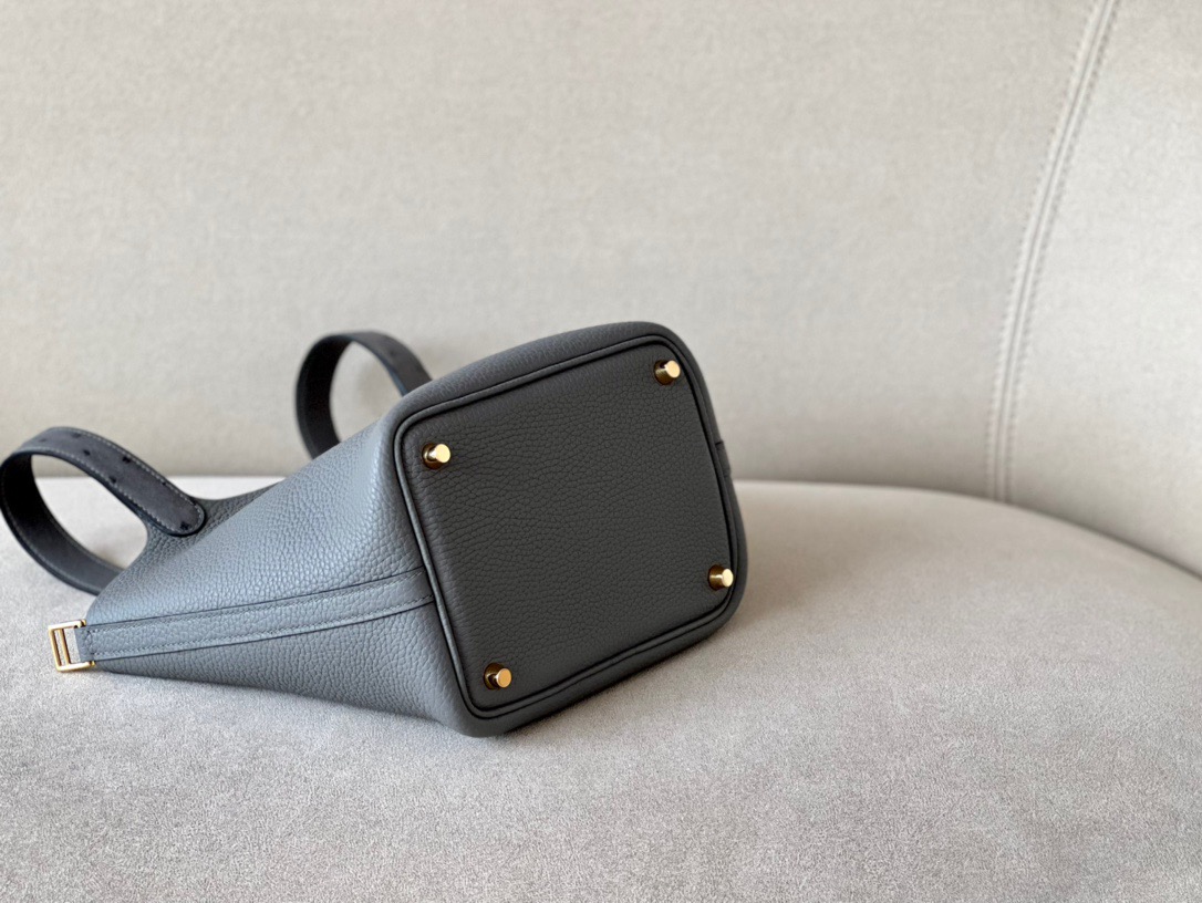 Hermes Picotin Ostrich skin with Togo #0L Gris Meyer18-22cm