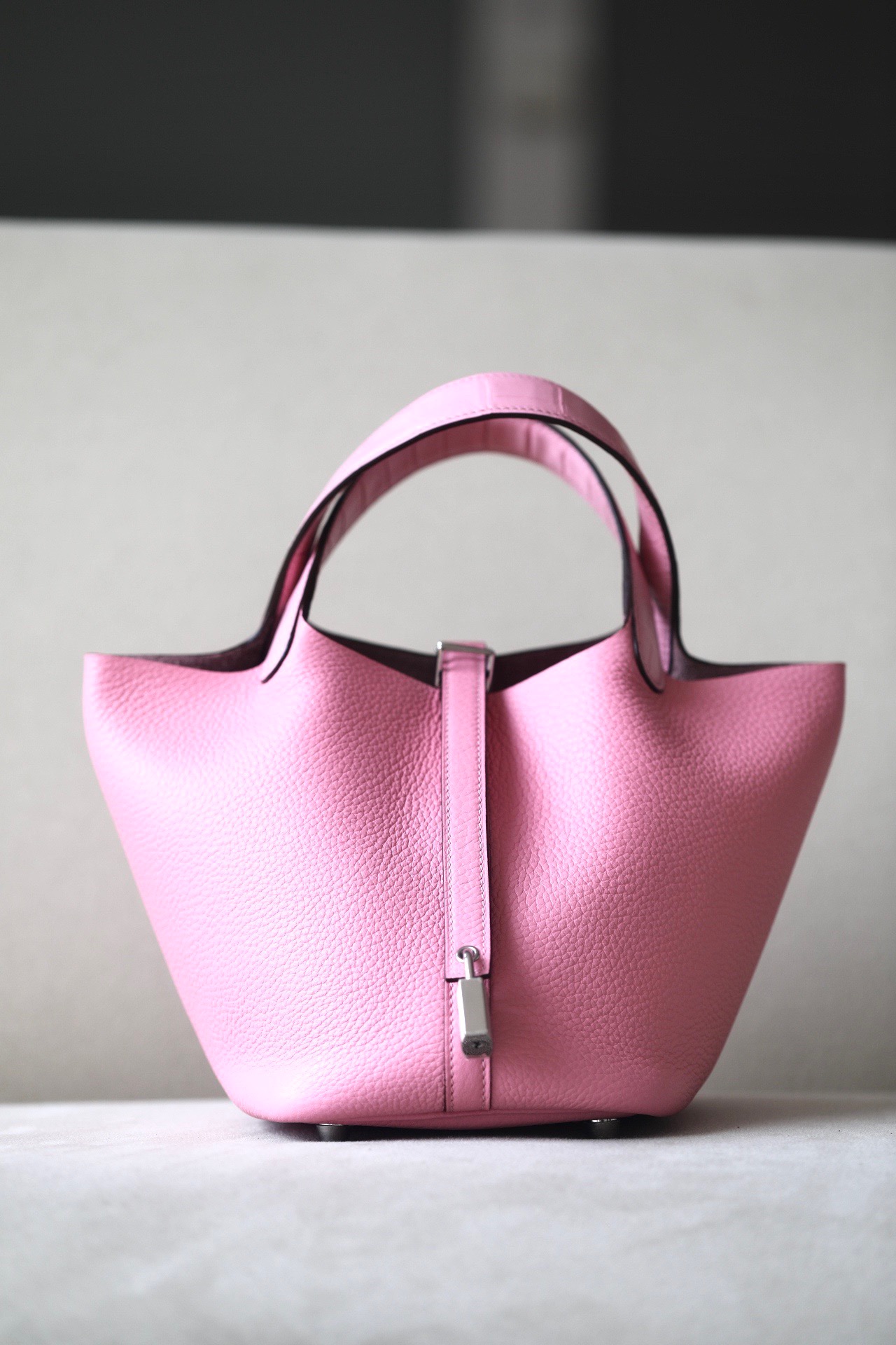 Hermes Picotin Ostrich skin with Togo #1Q Rose confetti 18-22cm