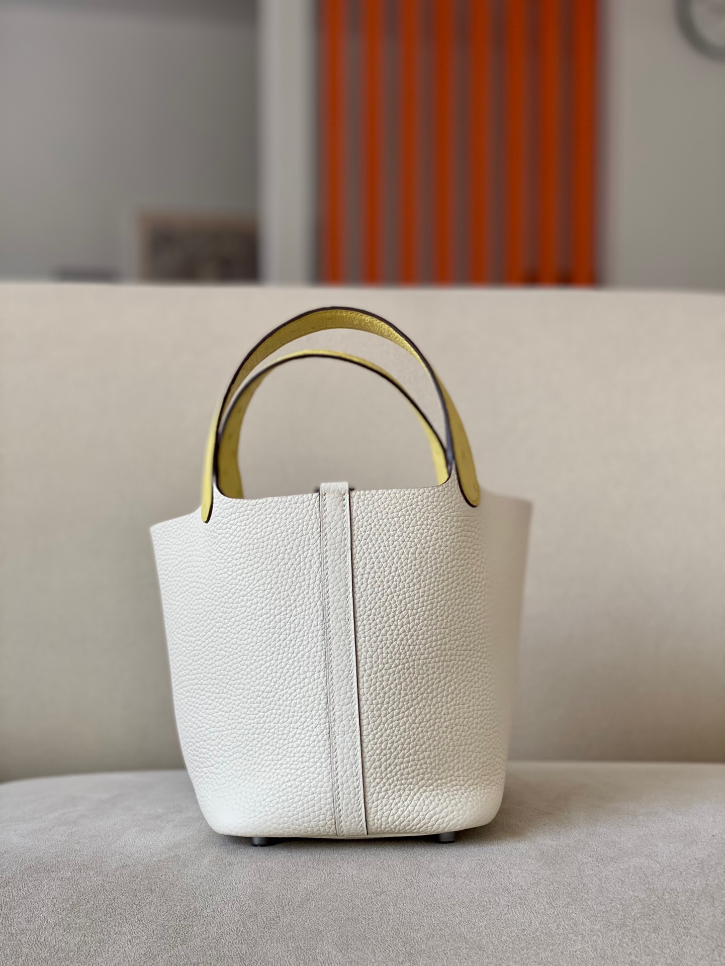 Hermes Picotin Ostrich skin with Togo #10 Craie 18-22cm