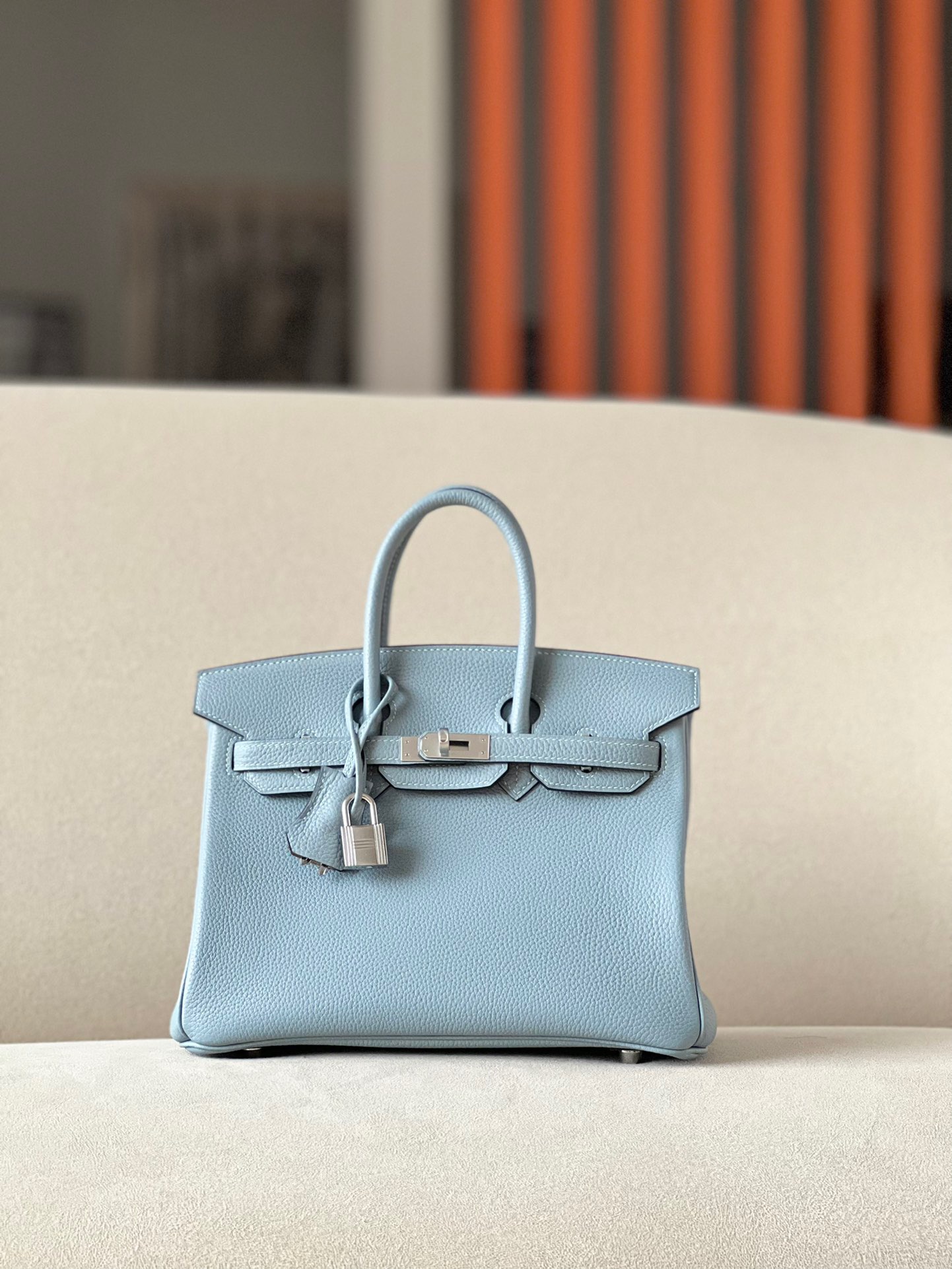 Hermes Birkin #T0 Blue Brume 25-30cm Togo