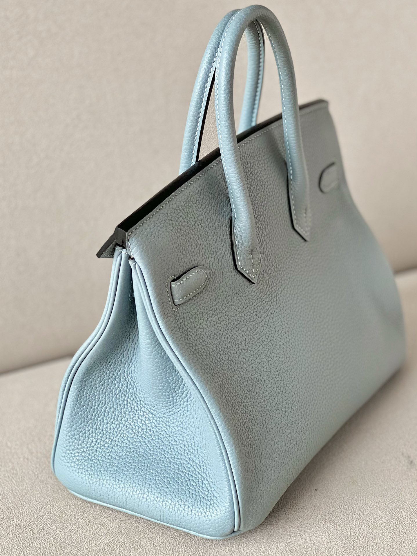 Hermes Birkin #T0 Blue Brume 25-30cm Togo