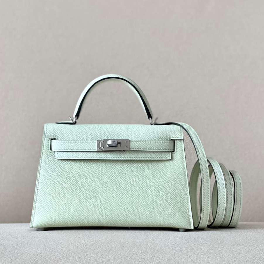 Hermes Mini Kelly #0S Vert Fizz Epsom