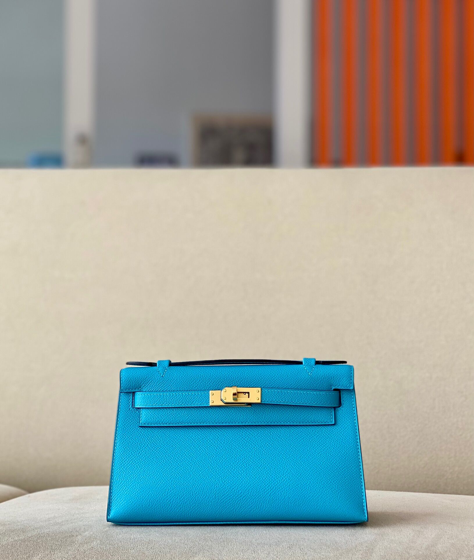 Hermes Kelly #0F Blue frida 22cm Epsom