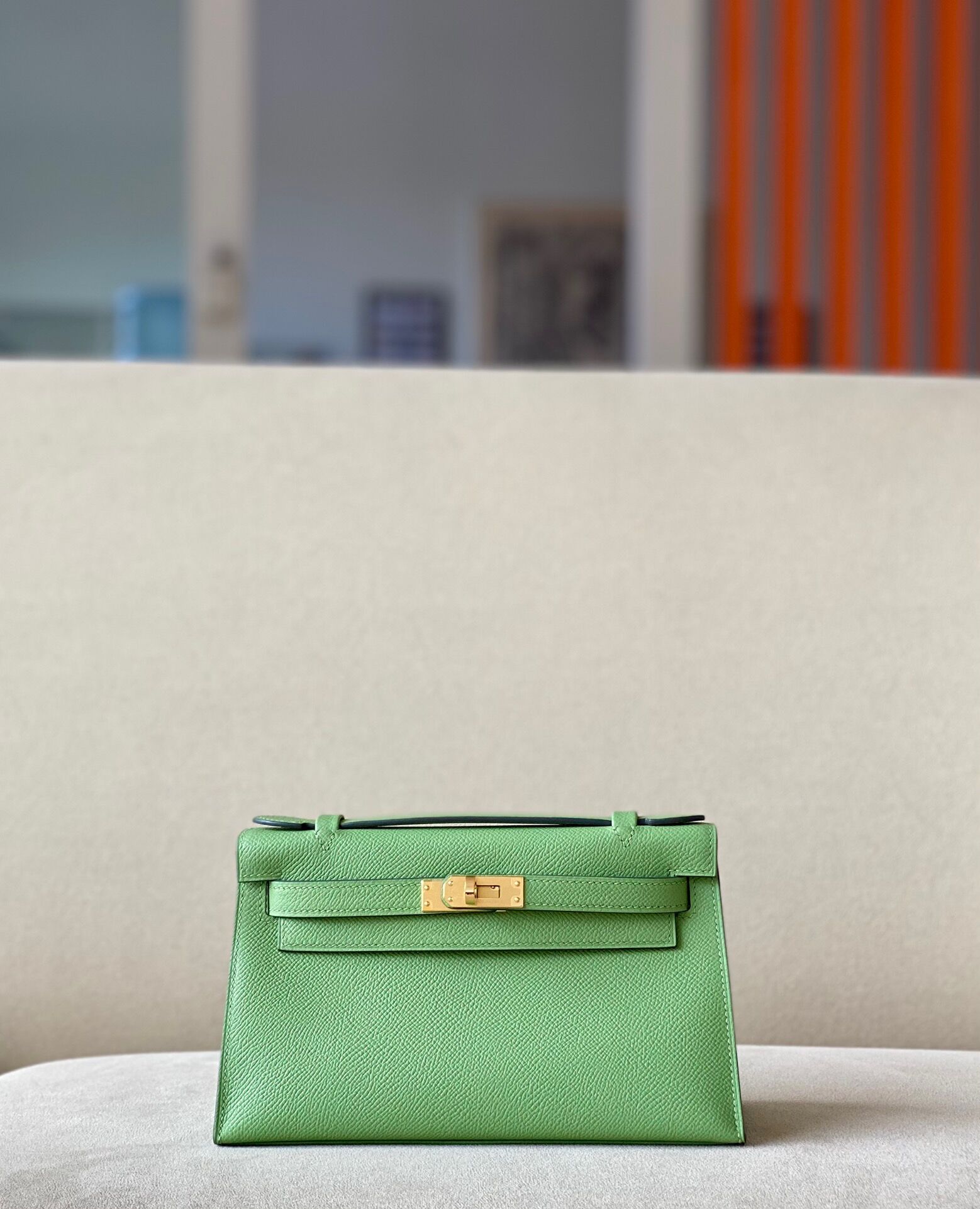 Hermes Kelly #3i Vert Criquet 22cm Epsom