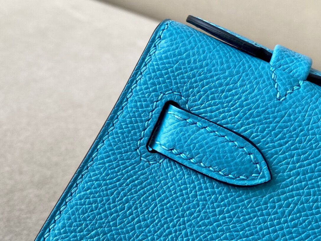 Hermes Kelly #0F Blue frida 22cm Epsom