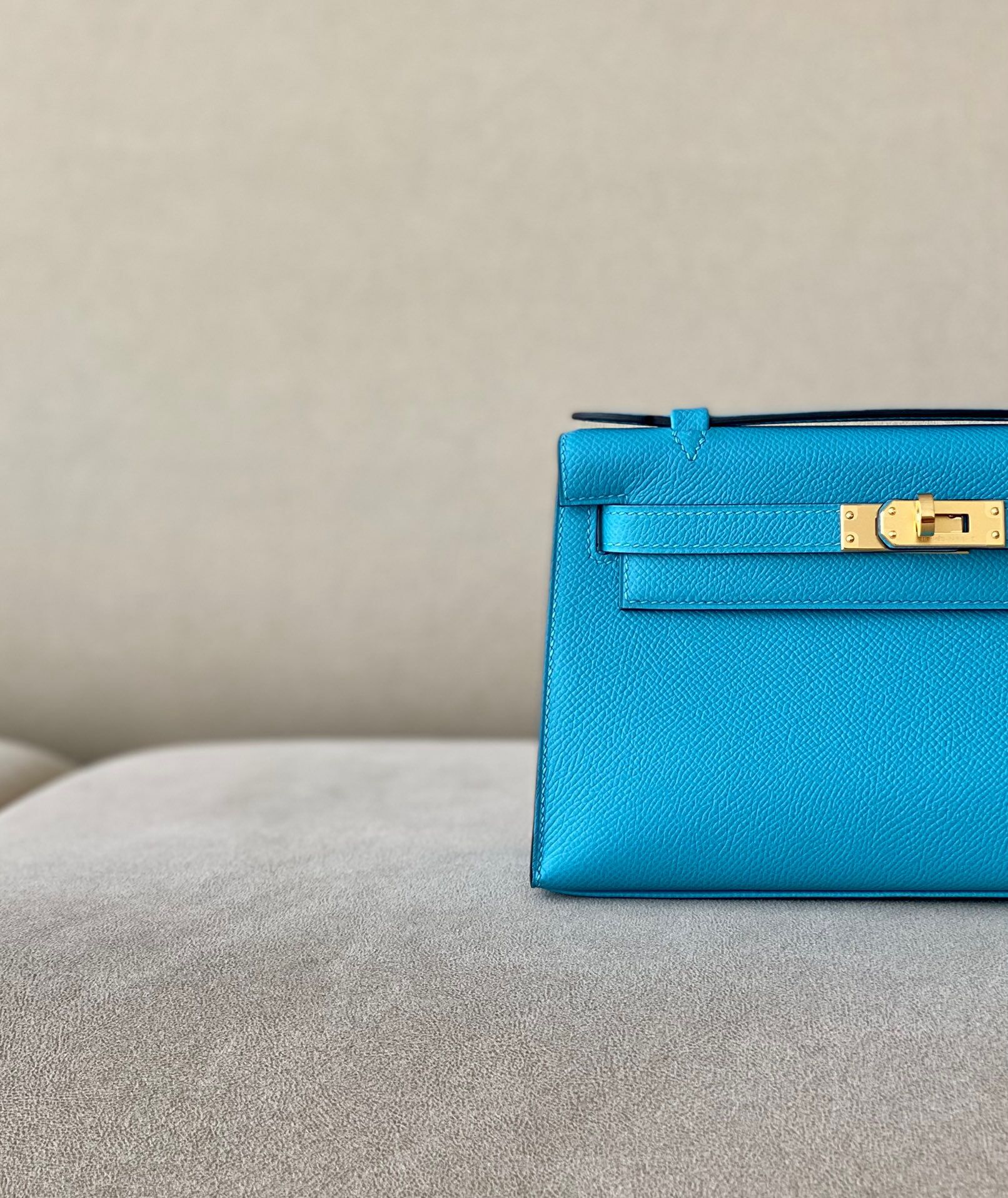 Hermes Kelly #0F Blue frida 22cm Epsom
