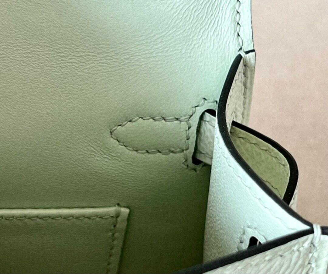 Hermes Mini Kelly #0S Vert Fizz Epsom