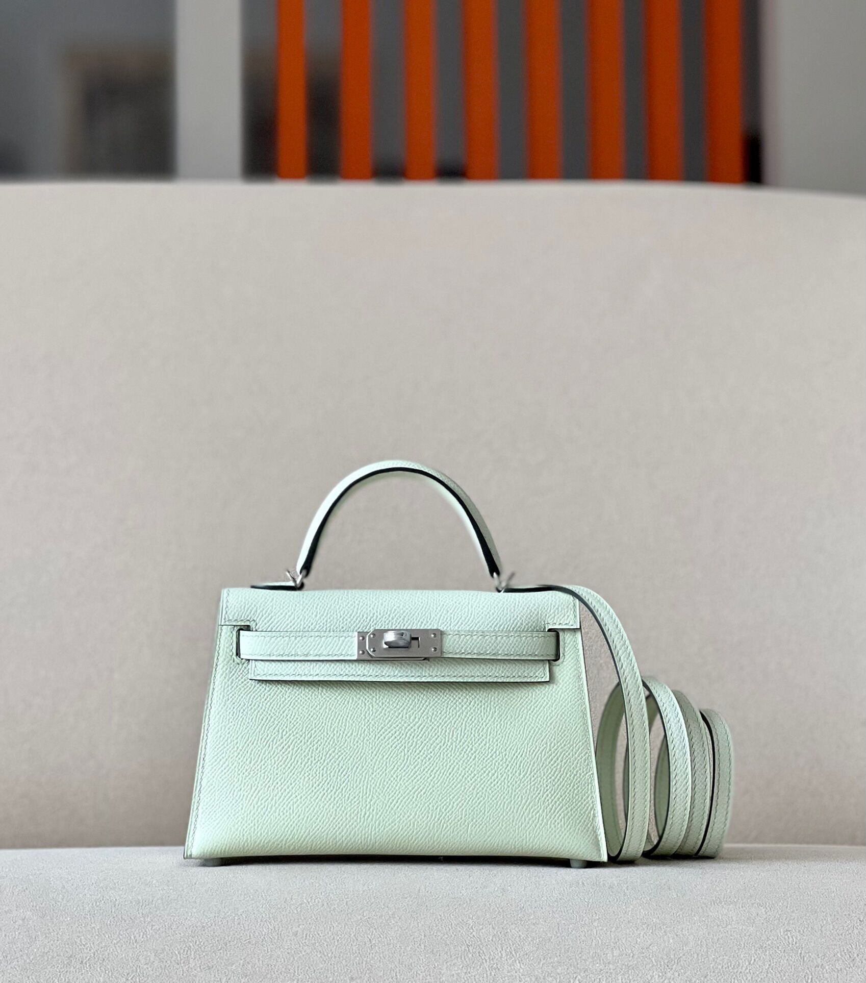 Hermes Mini Kelly #0S Vert Fizz Epsom