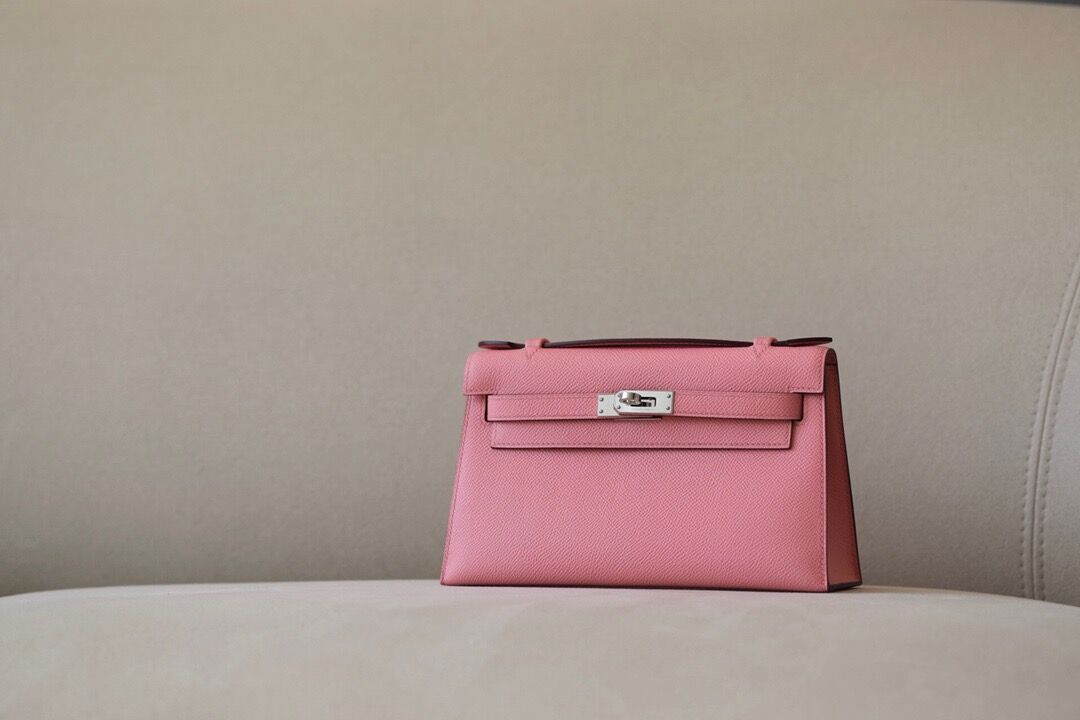 Hermes Kelly #1Q Rose confetti 22cm Epsom