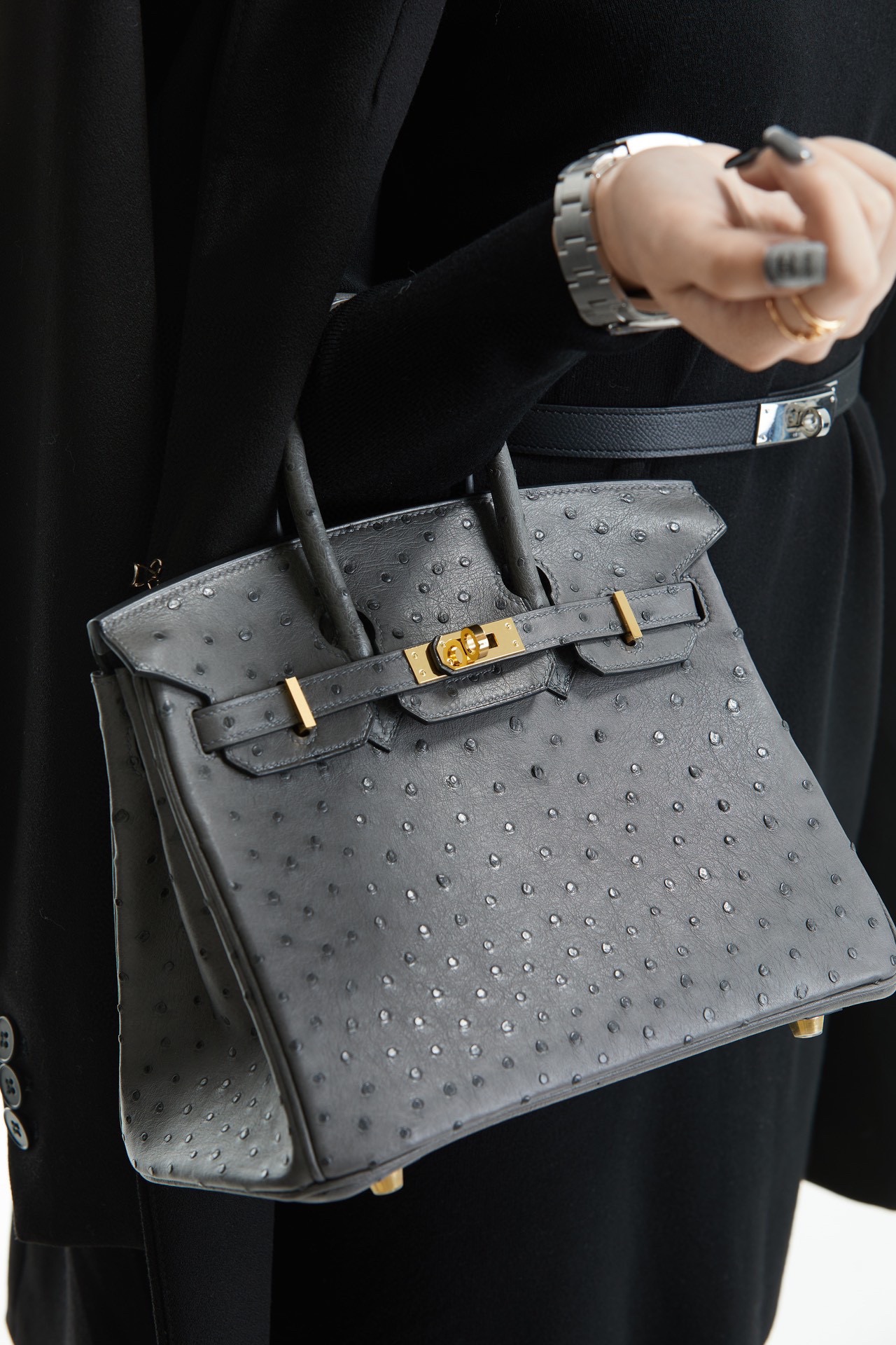 Ostrich skin #82 Gris Agathe 25-35cm