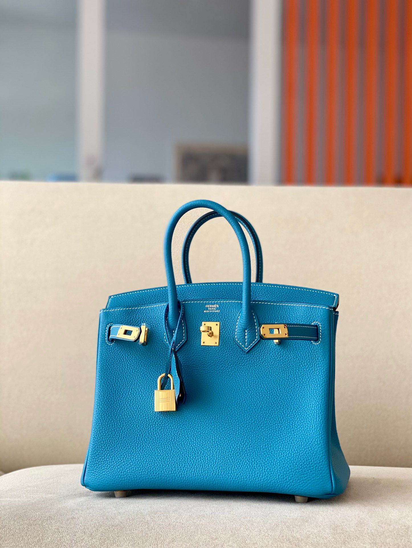 Hermes Birkin #D2 Blue Jean 25-35cm Togo