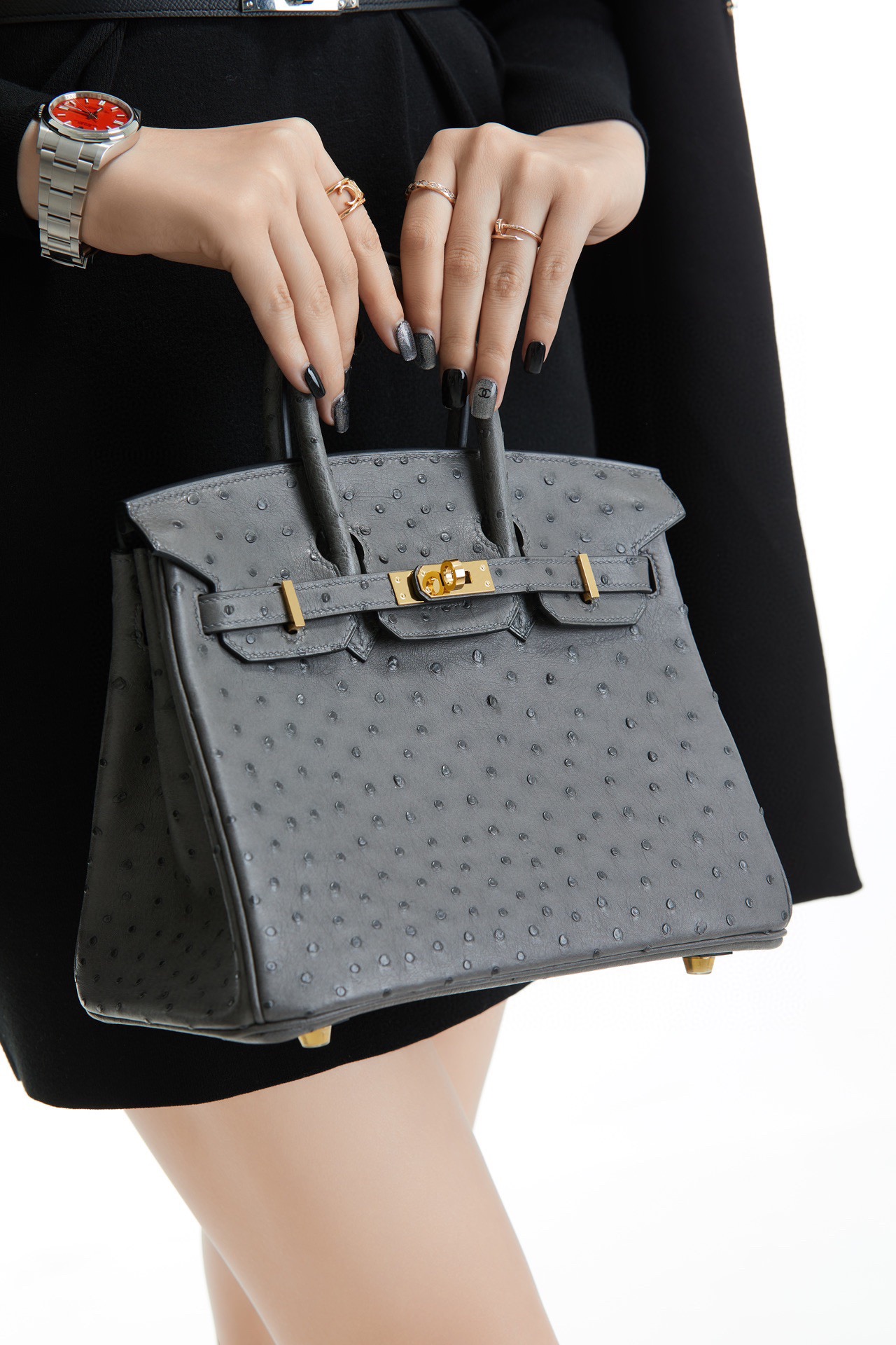 Ostrich skin #82 Gris Agathe 25-35cm