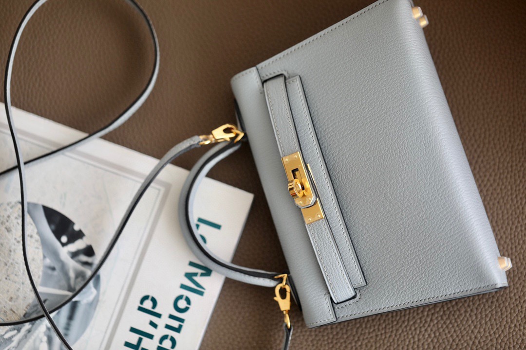 Hermes Mini Kelly  #08 Bleu Pale Goatskin