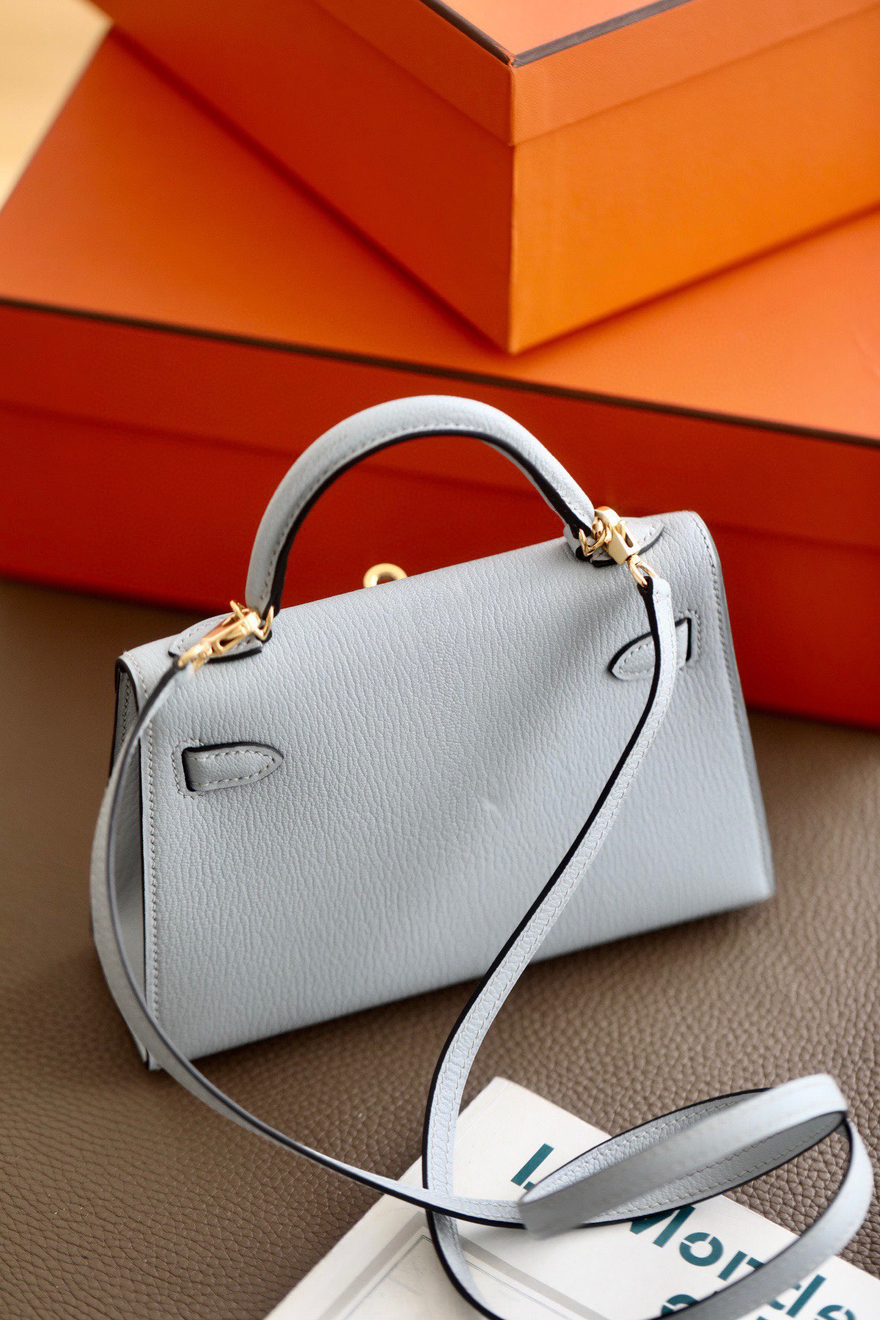 Hermes Mini Kelly  #08 Bleu Pale Goatskin