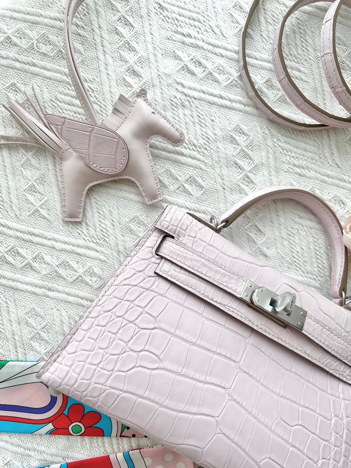 Crocodile skin Mini Kelly #09 Mauve pale