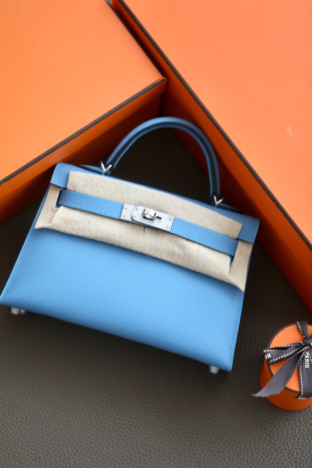 Hermes Mini Kelly  #7N Celeste Epsom