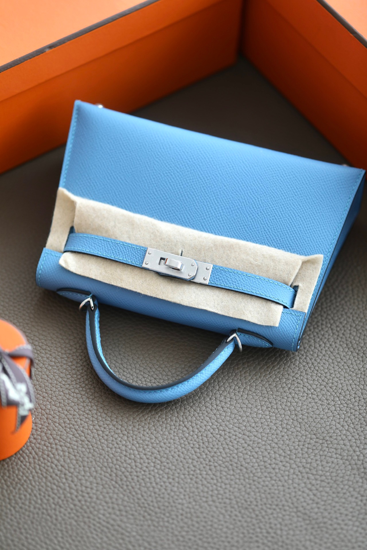Hermes Mini Kelly  #7N Celeste Epsom