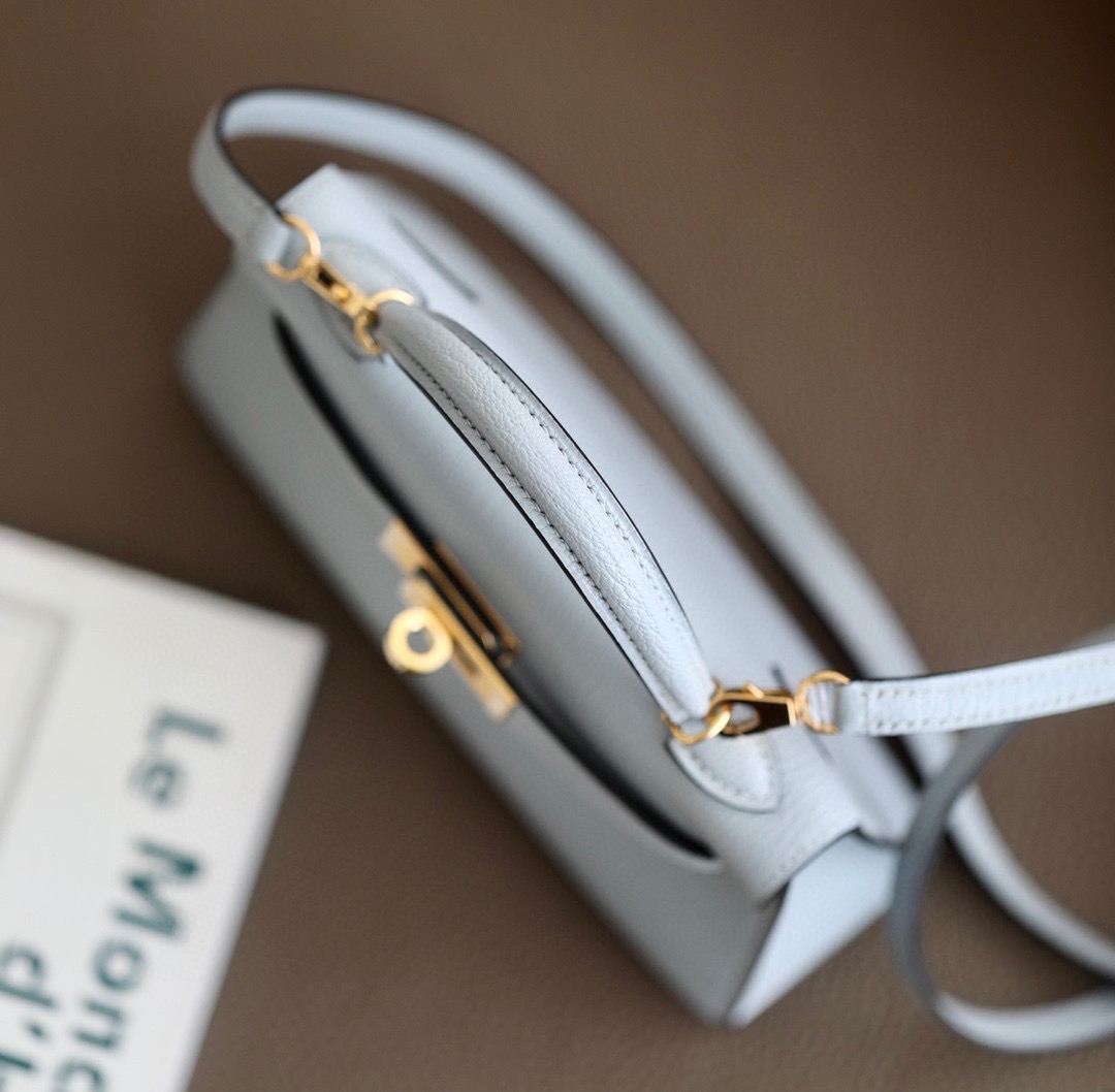 Hermes Mini Kelly  #08 Bleu Pale Goatskin