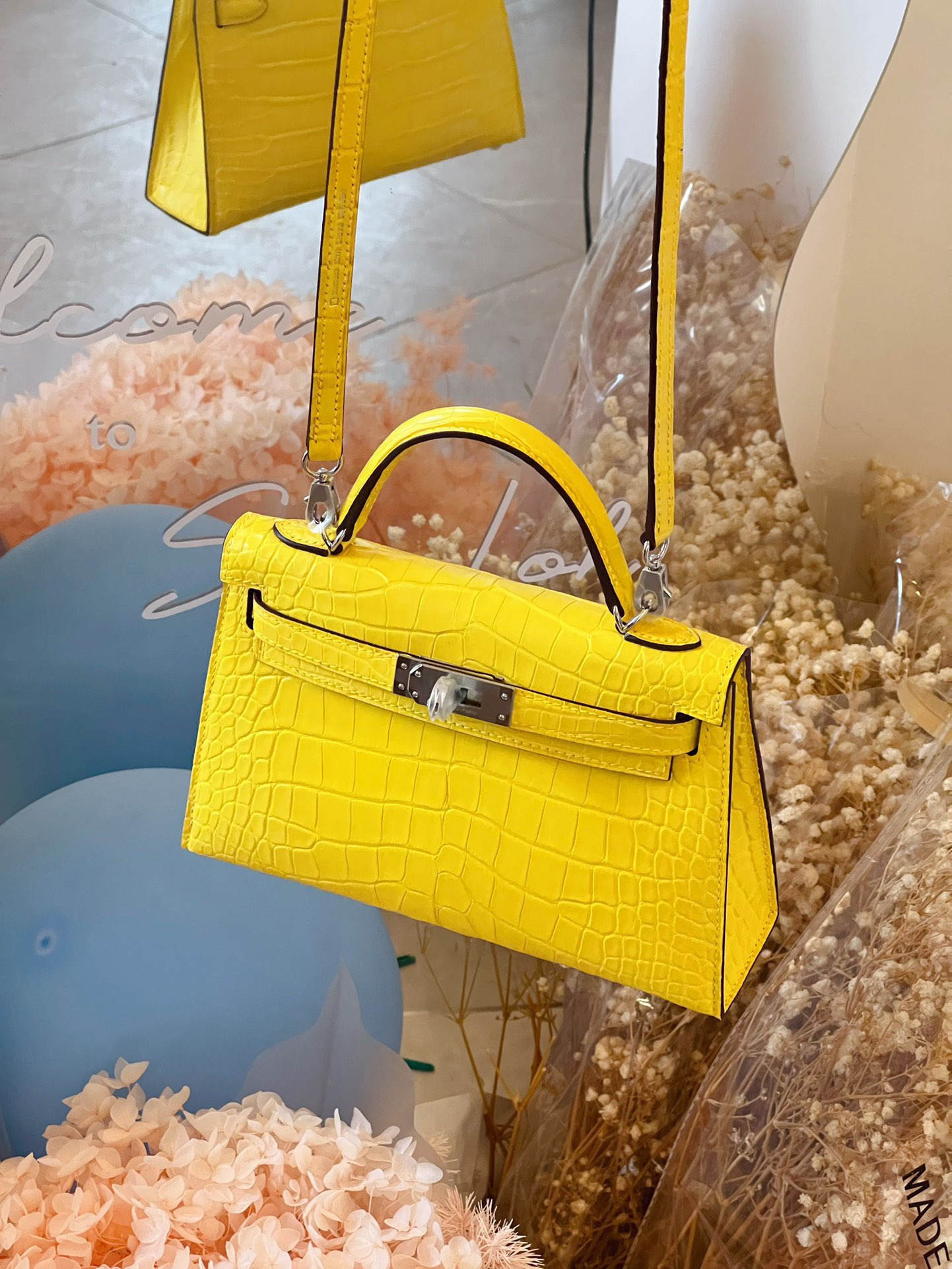 Crocodile skin Mini Kelly #M9 Mimosa