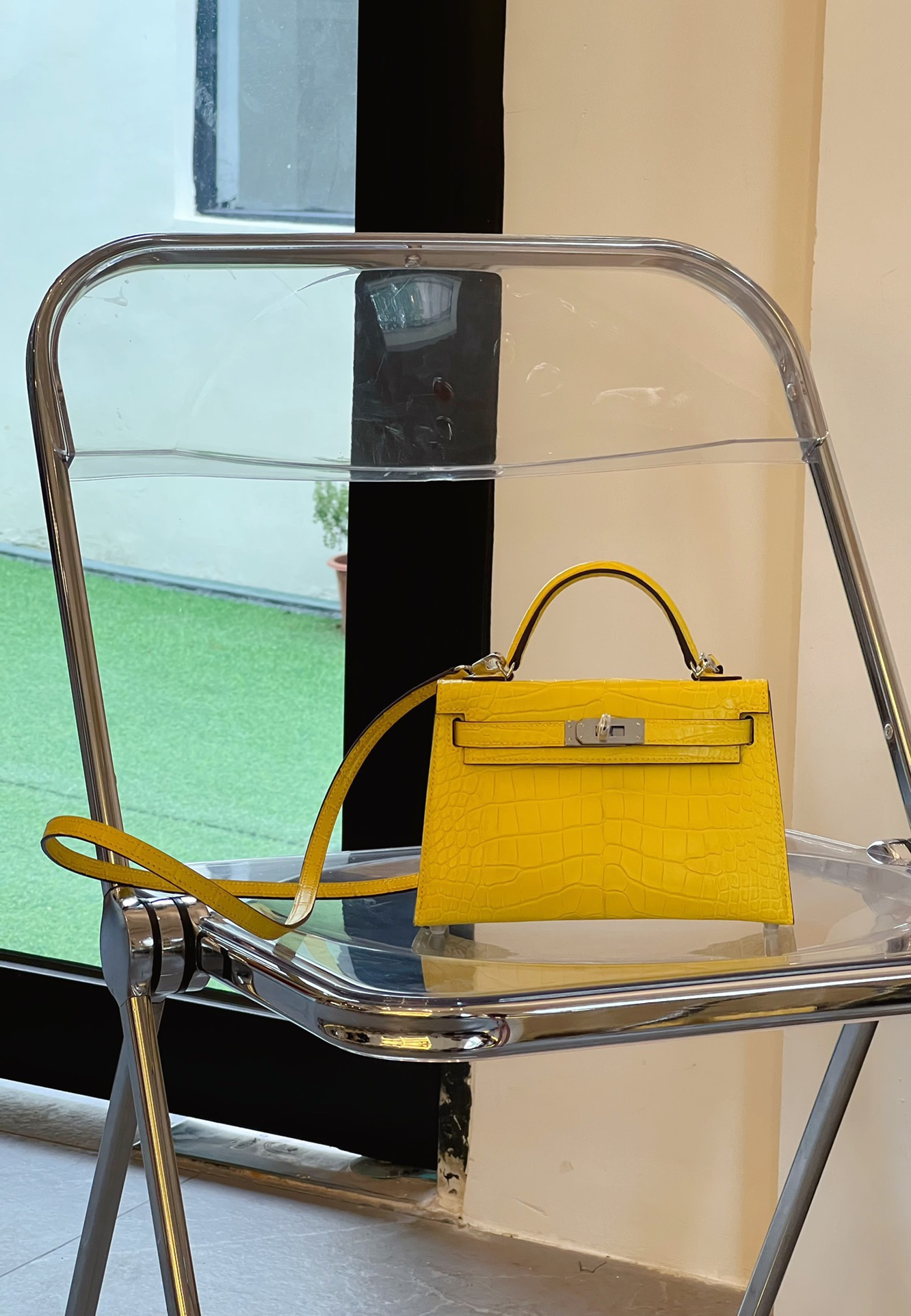 Crocodile skin Mini Kelly #M9 Mimosa