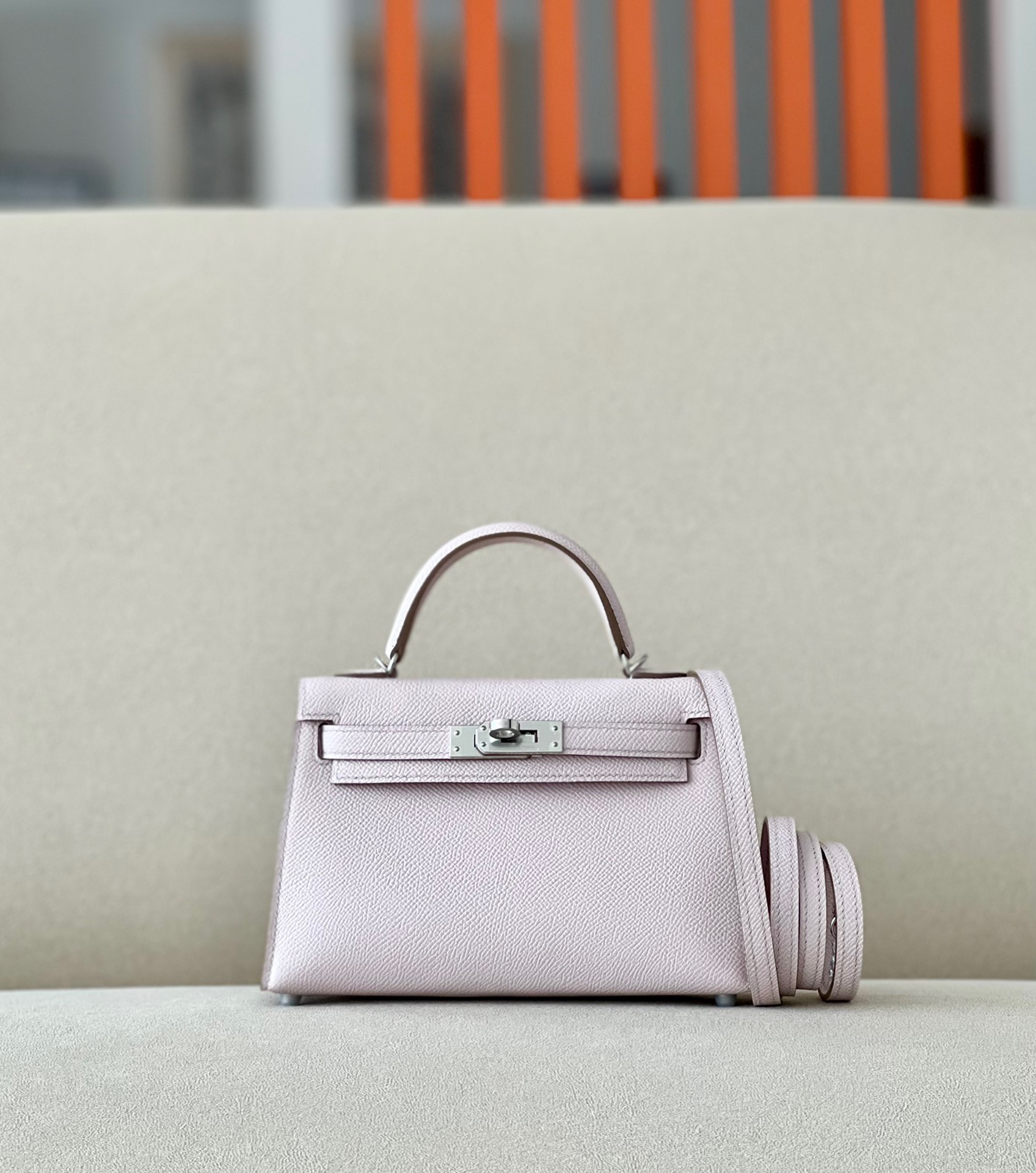 Hermes Mini Kelly #09 Mauve pale Epsom