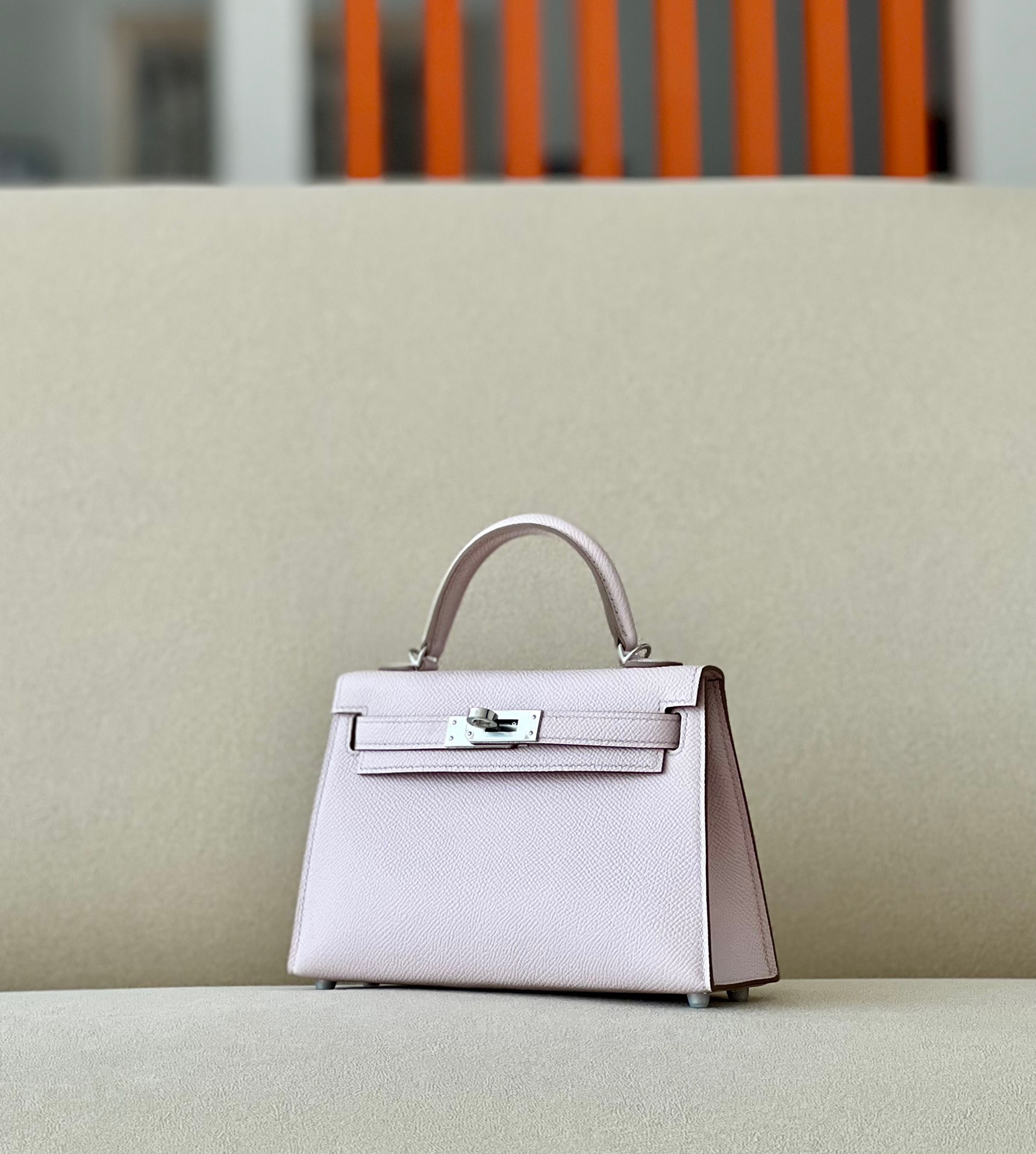 Hermes Mini Kelly #09 Mauve pale Epsom