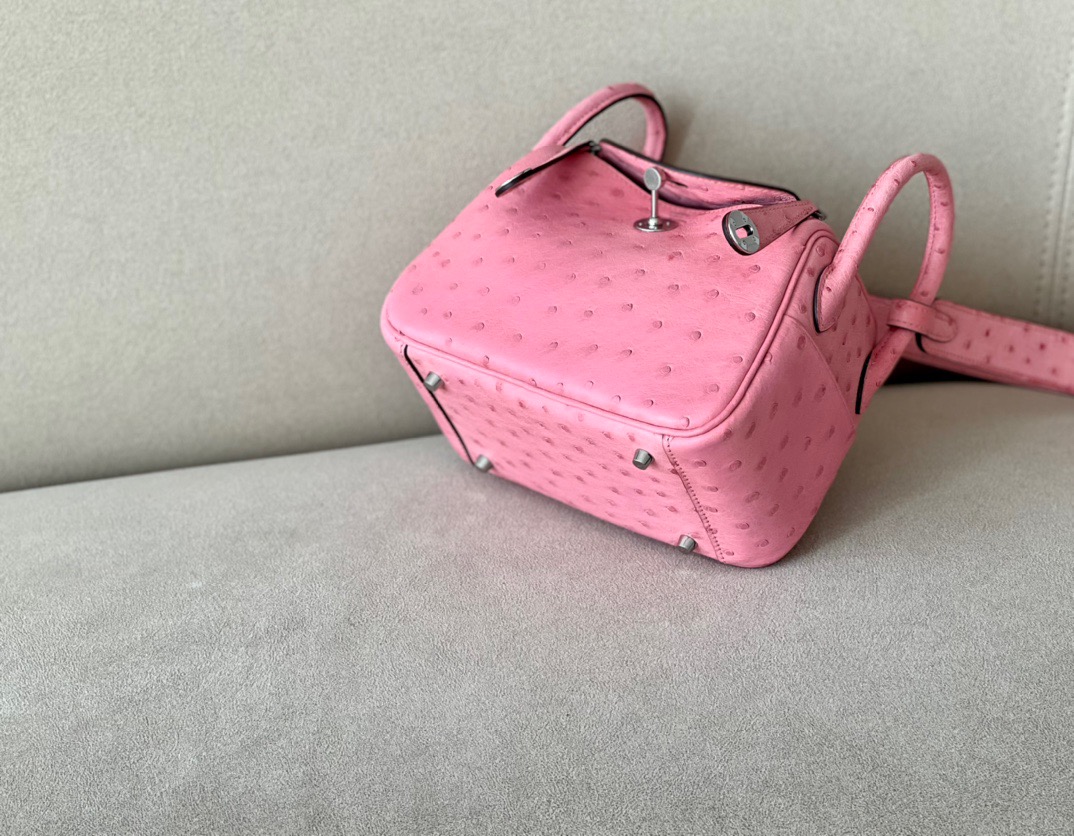 Ostrich skin Hermes Lindy #L4 Rose Bubblegum 19-26cm