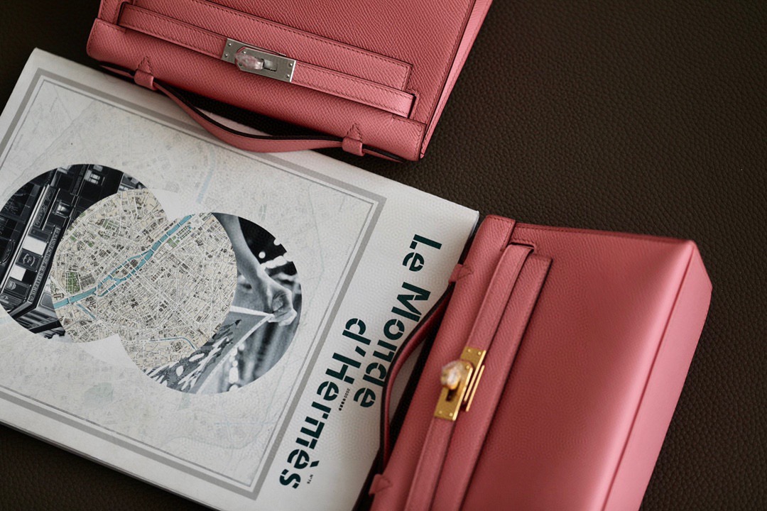 Hermes Kelly #1Q Rose confetti 22cm Epsom