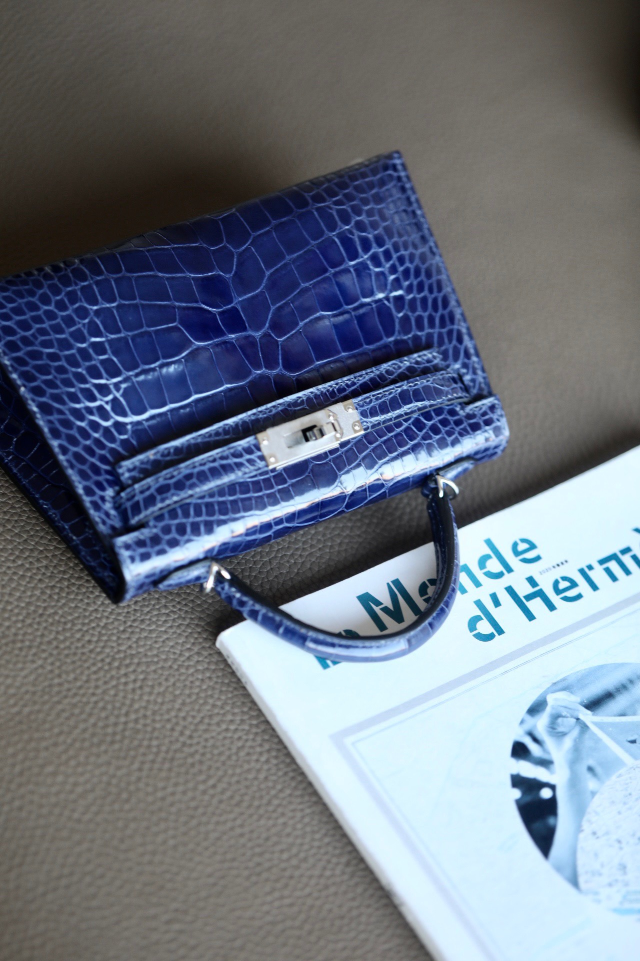 Crocodile skin Mini Kelly  #73 Blue Sapphire