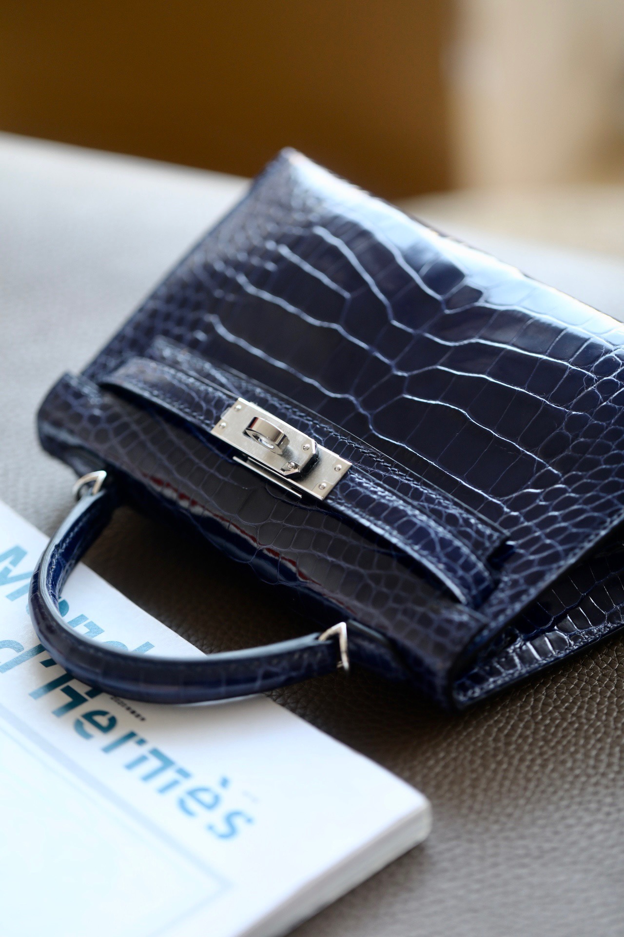 Crocodile skin Mini Kelly  #73 Blue Sapphire