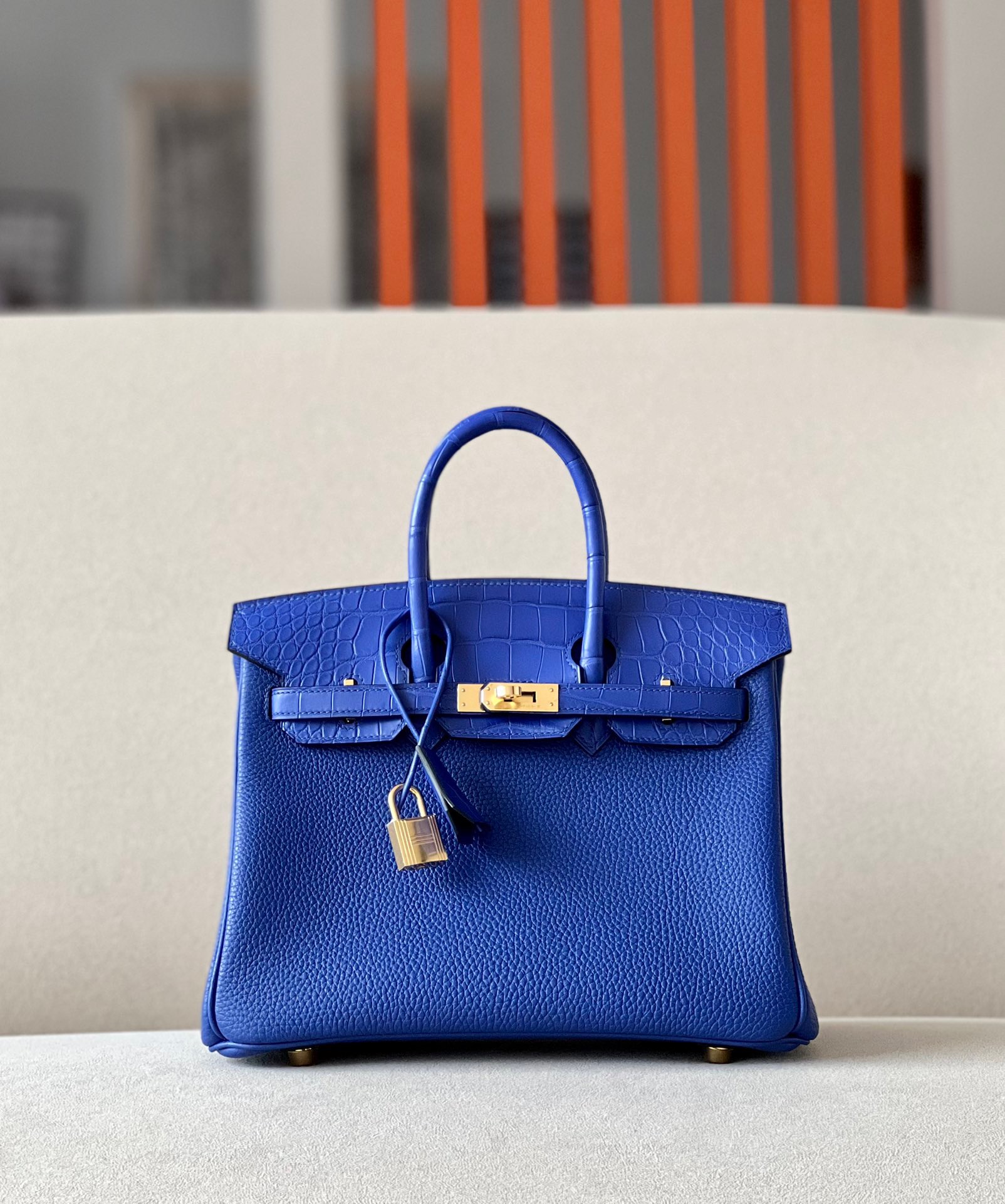 Crocodile leather touch  #T7 Blue Hydra  Birkin 25-35cm
