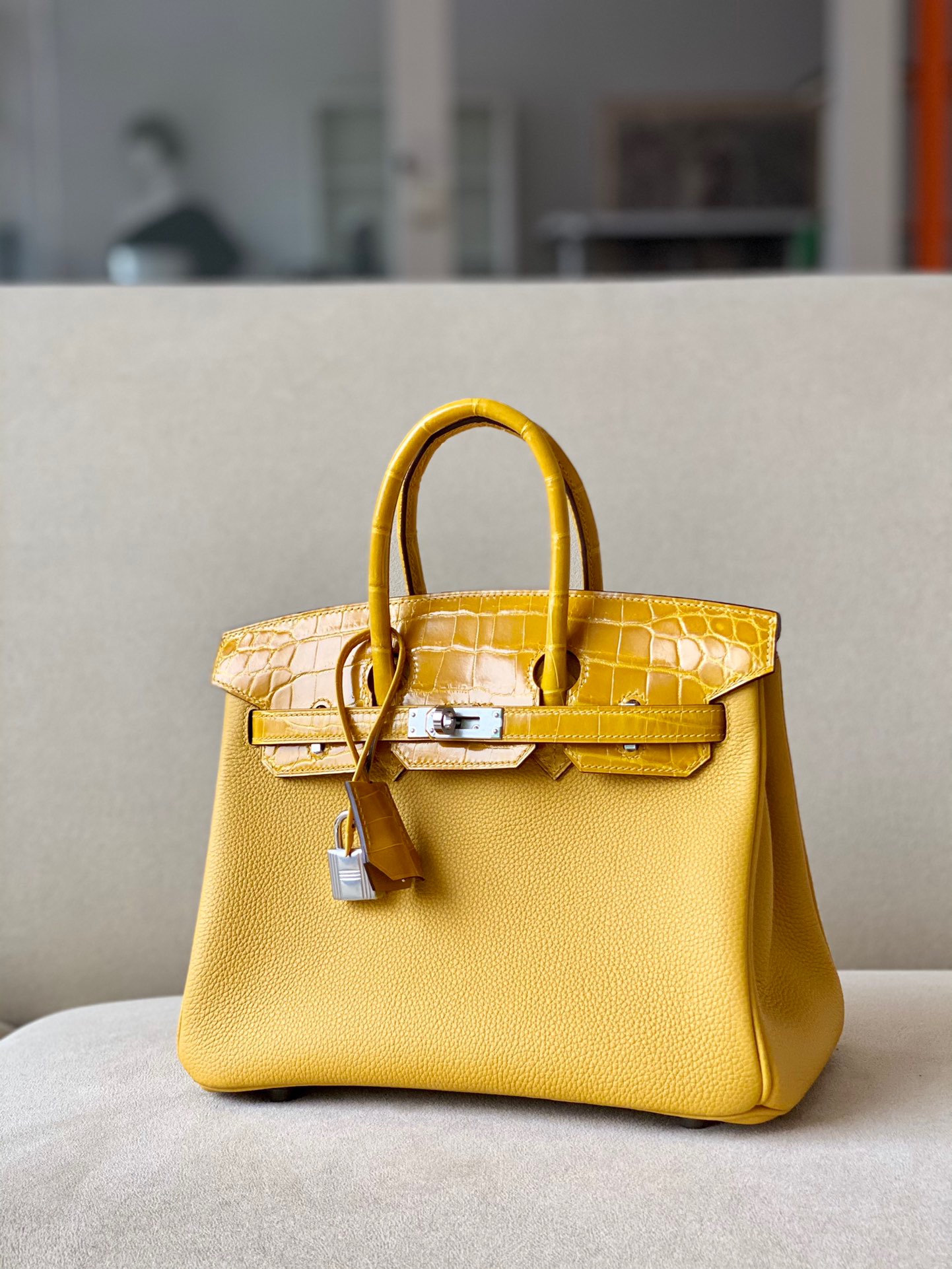 Crocodile leather touch  #M9 Mimosa Birkin 25-35cm