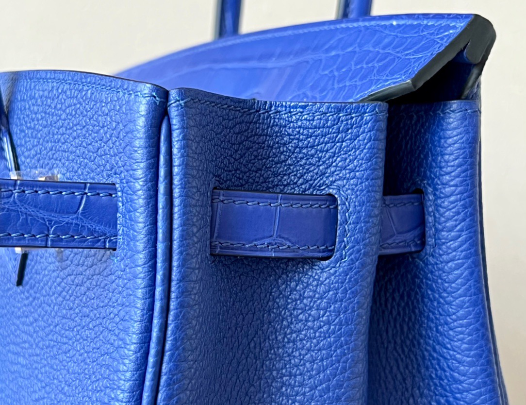Crocodile leather touch  #T7 Blue Hydra  Birkin 25-35cm