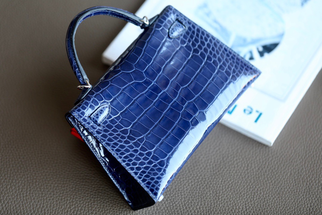 Crocodile skin Mini Kelly  #73 Blue Sapphire