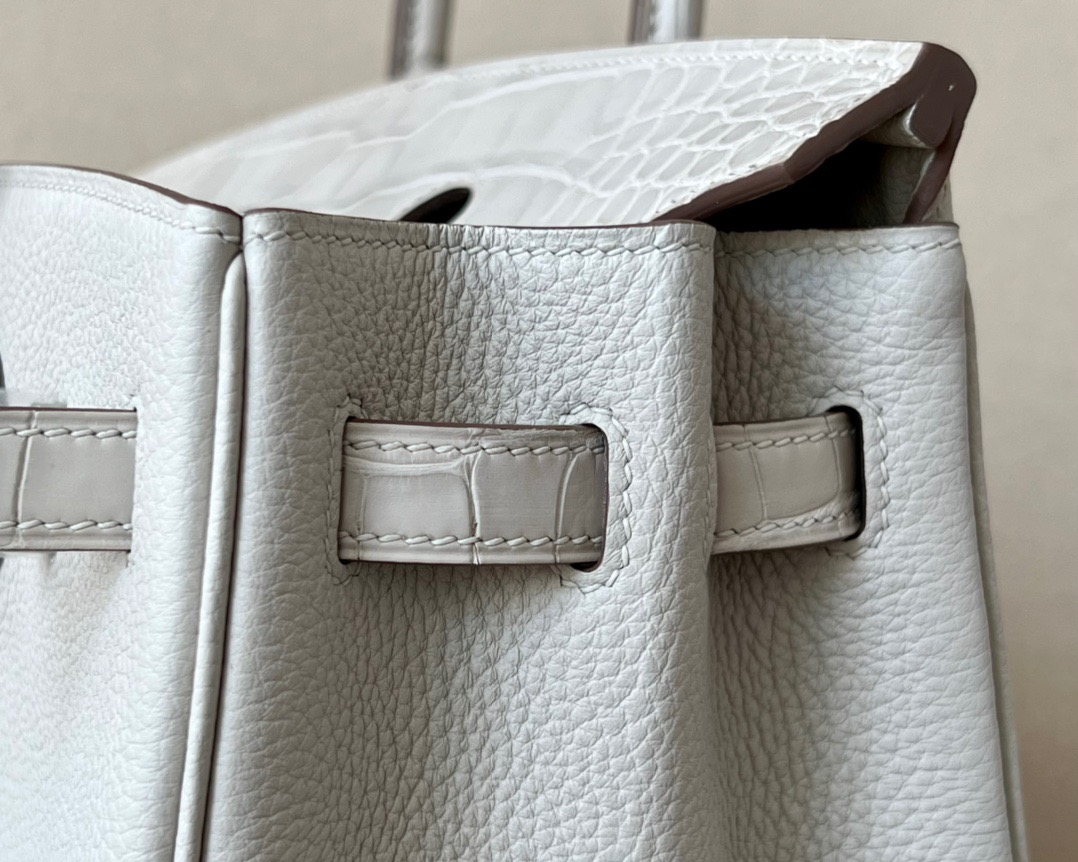 Crocodile leather touch  #8L Beton Birkin 25-35cm