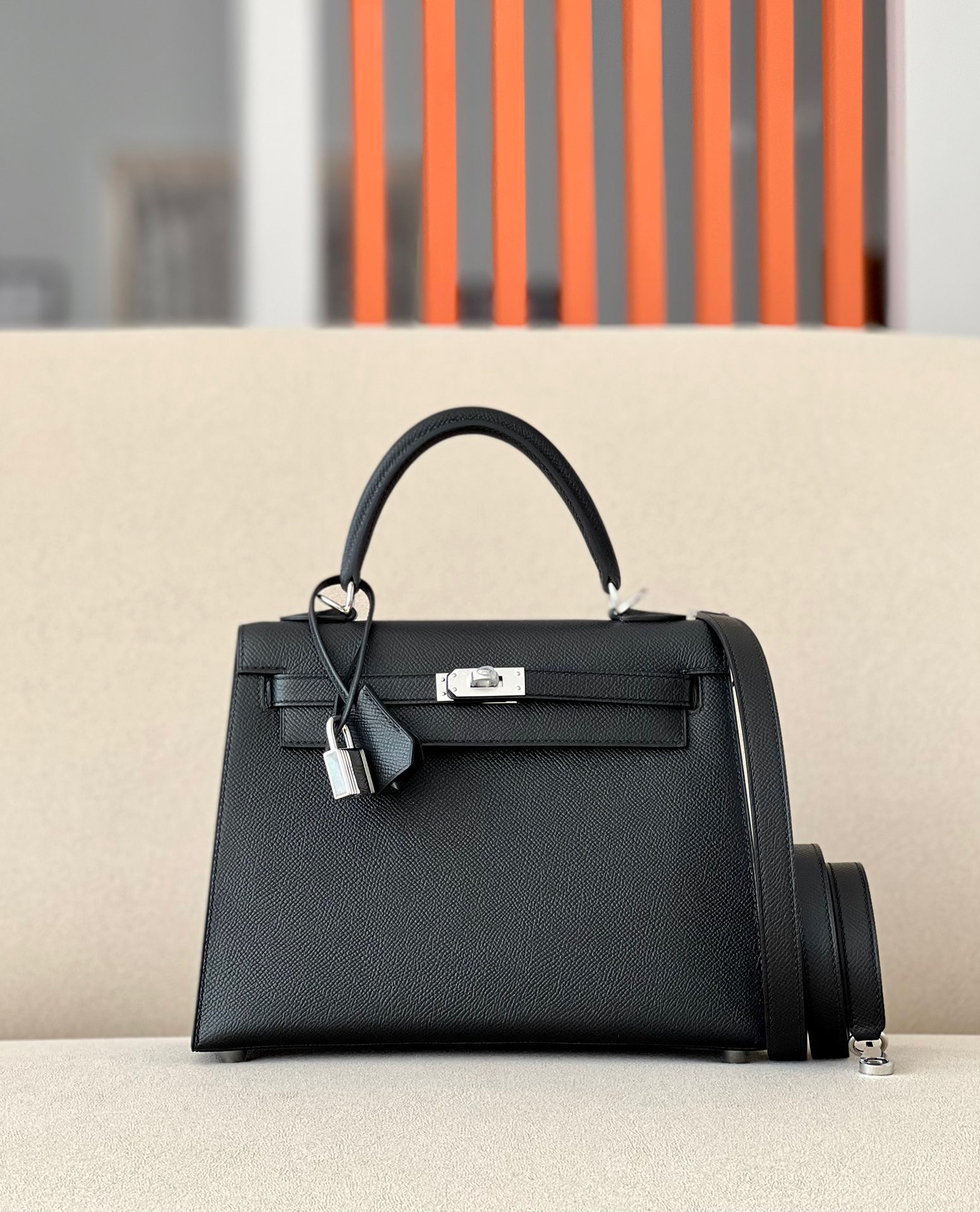 Hermes Kelly ##89 Nolr 25-28cm Epsom Sellier