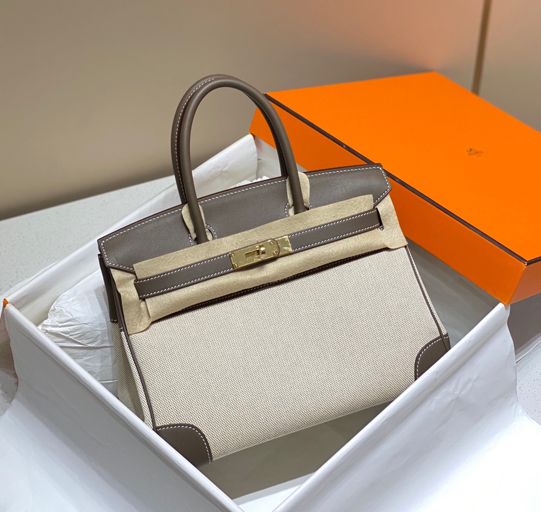 Hermes Canvas with Barenia leather 30cm