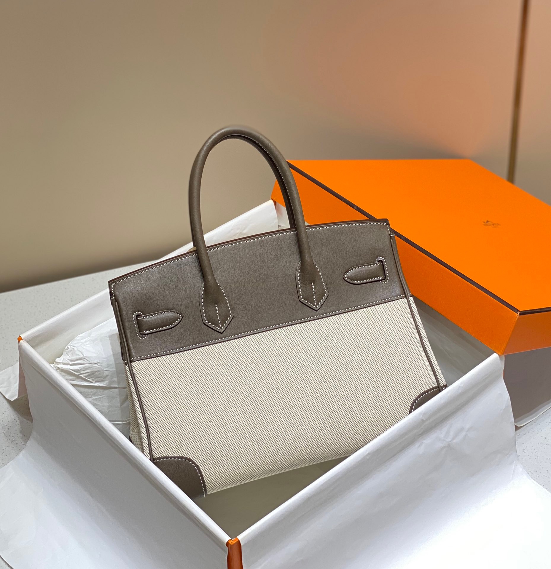 Hermes Canvas with Barenia leather 30cm