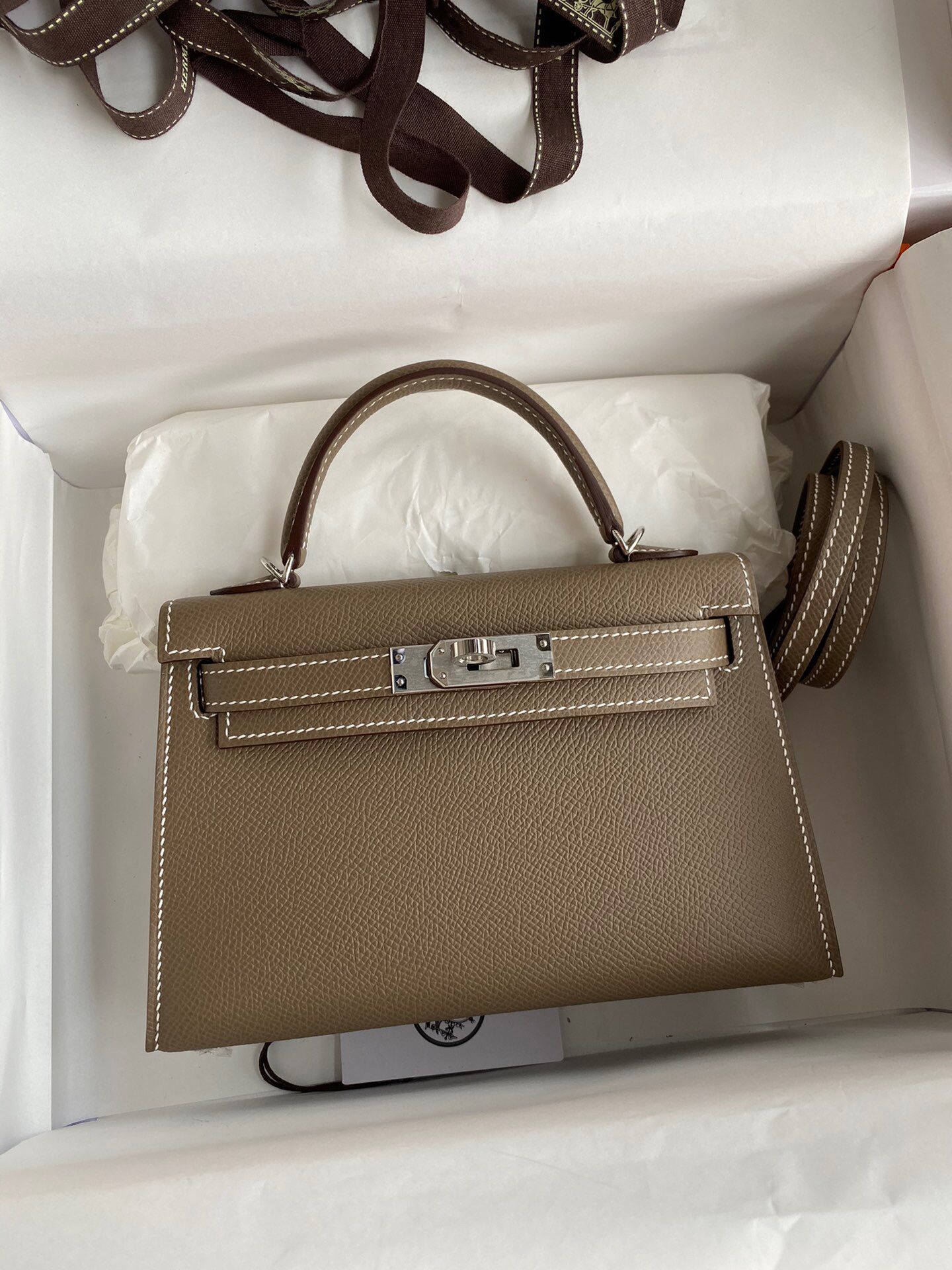 Hermes Mini Kelly #19 Etoupe Epsom