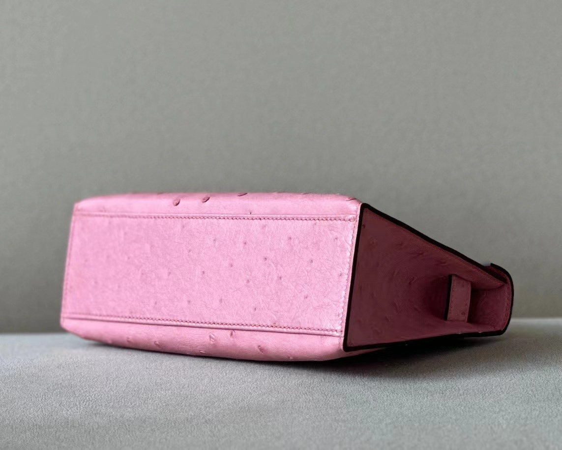 Hermes Kelly #1Q Rose confetti 22cm Ostrich
