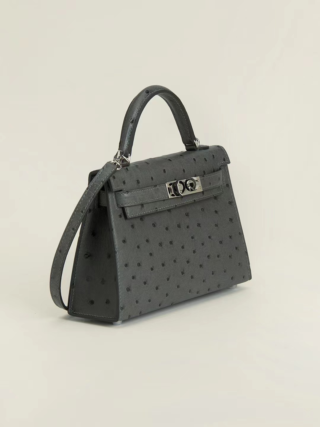 Hermes Mini Kelly  #89 Nolr  Ostrich