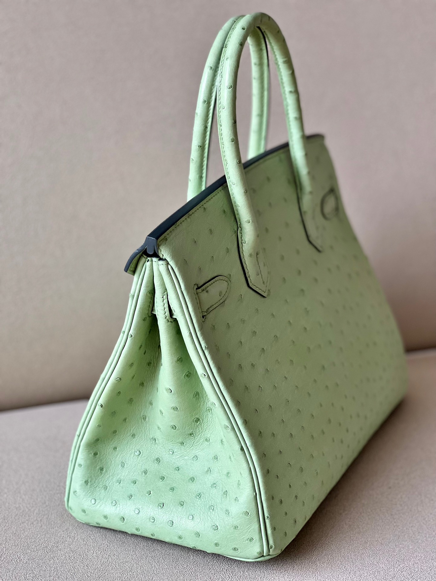 Ostrich skin #31 Vert Criquet  Birkin 25-35cm