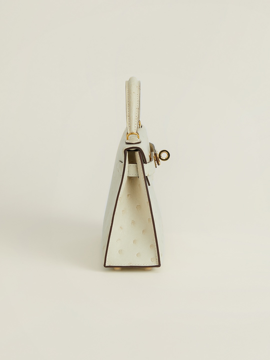 Hermes Mini Kelly  #10 Craie  Ostrich