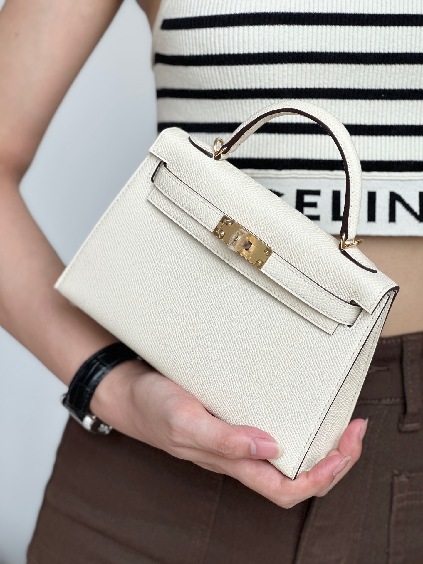 Hermes Mini Kelly #10 Craie Epsom