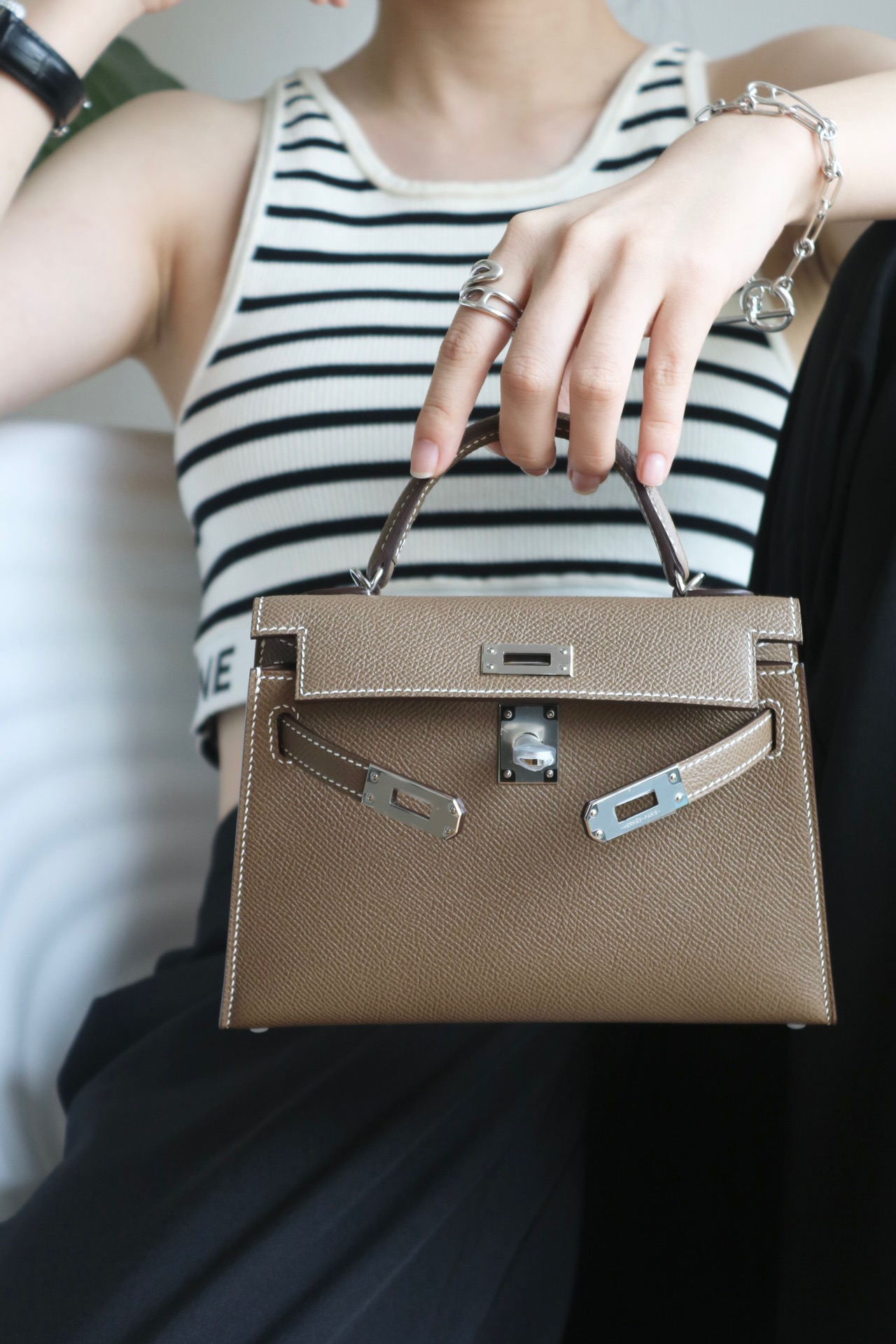 Hermes Mini Kelly #19 Etoupe Epsom
