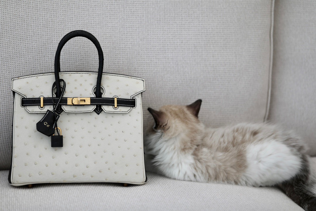 Ostrich skin Panda color Birkin 25-35cm