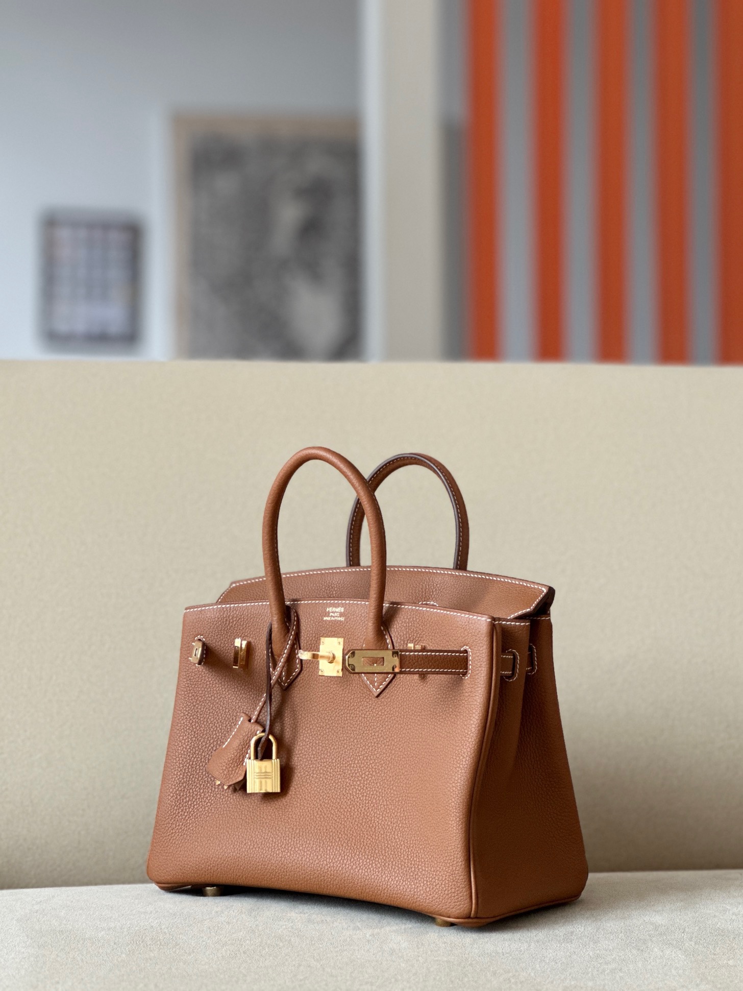 Hermes Birkin #37 Gold brown 25-35cm TOGO